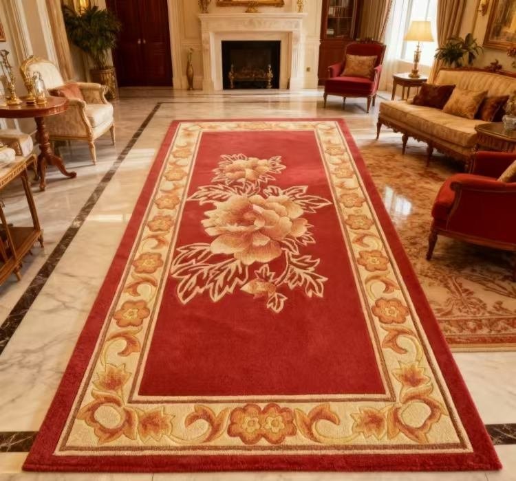 High Quality Chinese Hand Tufted Wool/Silk Oval Area Rug Hand Knotted Anti-static Prayer Rug for Living Room
