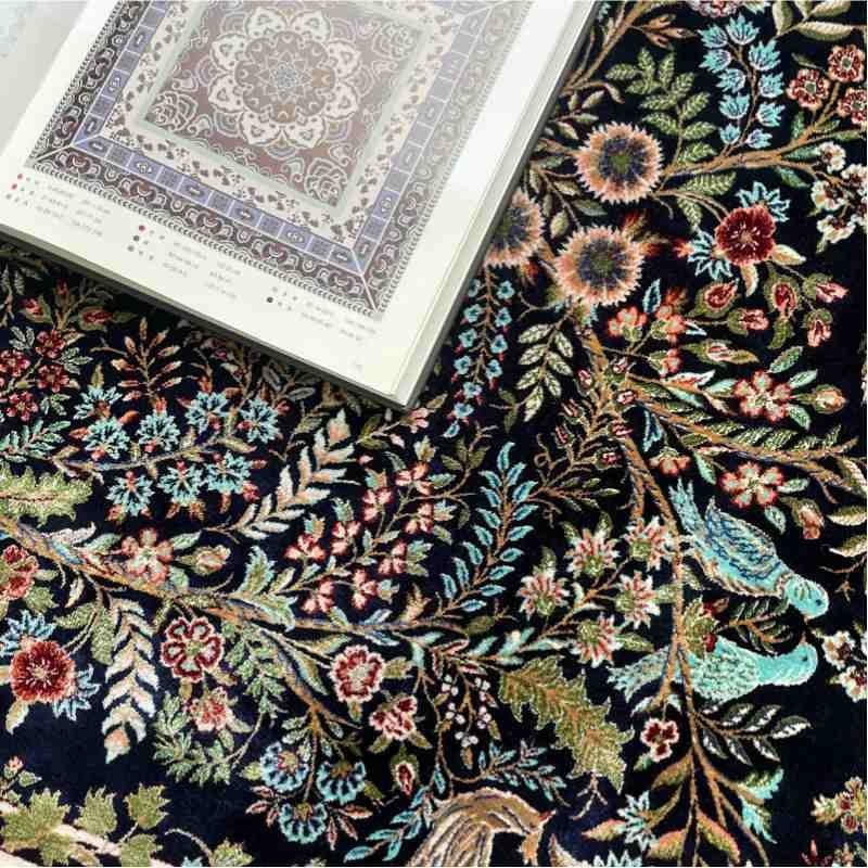 Luxury Oriental Floral Bird Tree Woven High Pile Wool Hand-Knotted Traditional Area Rug for Home Decor
