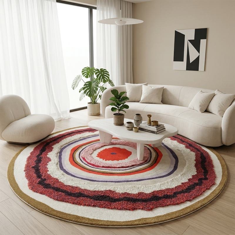 Modern Rug Round Luxury Hand Tufted Novelty Carpet Handmade Rug for Home and Hotel Hallway Decor